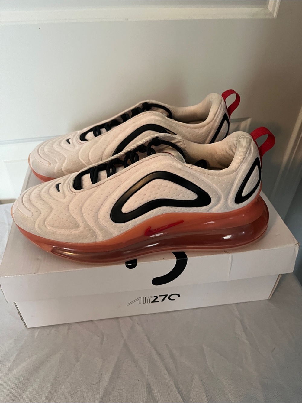 Nike Air Max 720 Cream with Orange and Black Accents